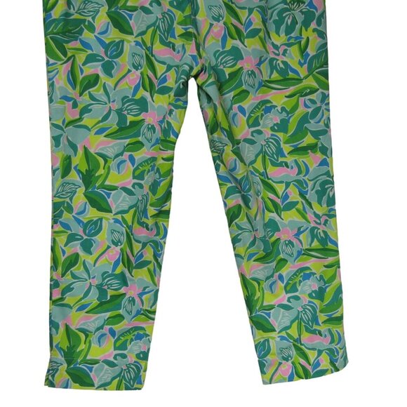 LILLY PULITIZER Tropical Floral Green Crop Pants Coastal Cruise Beach Vacation M - Picture 6 of 9